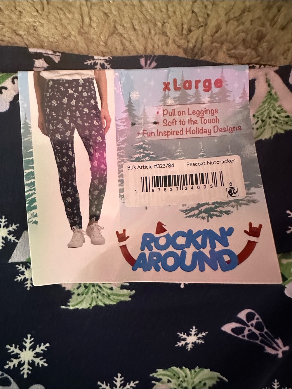 Rockin Around Navy Nutcracker Tree Holiday Leggings Size XL - Picture 5 of 5